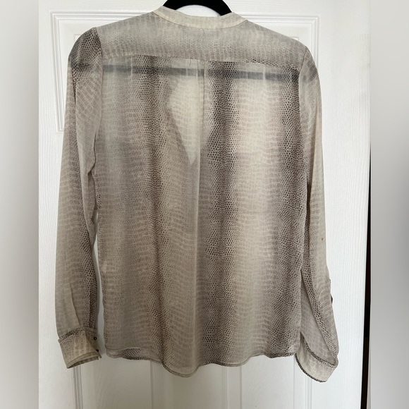 Zara Sheer Snake Skin Print V Neck Blouse Size S - Picture 5 of 6